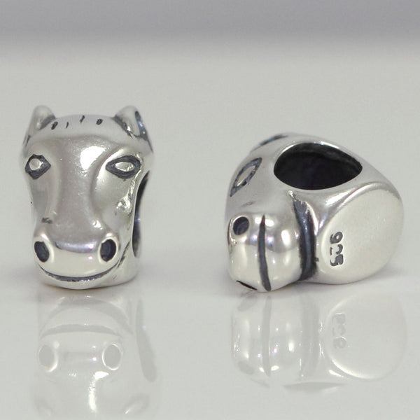 1pc Real Solid Sterling Silver I Love Horse Charm Bead, Compatible with Pandora All Other Charm Bracelets, EC168