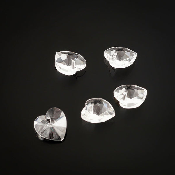 20pcs Top Drilled Valentine Heart Drop Crystal Beads, April Diamond Clear AB Birthstone Beads, 10mm, Hole ID 1mm, BB15-4