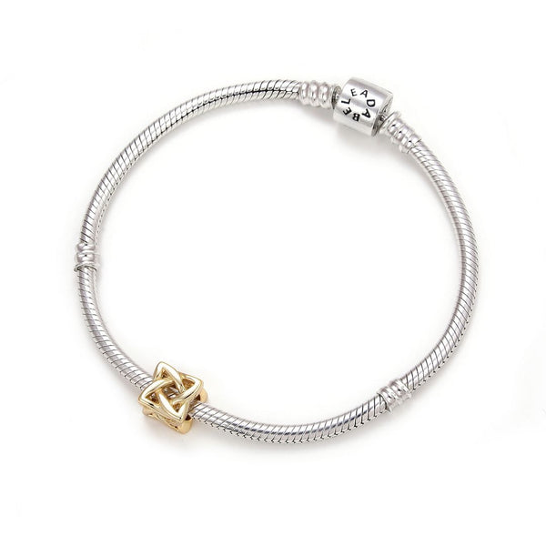 1pc Real Gold Plated Sterling Silver Celtic Knot Bead Charm, Compatible with Pandora All Other Charm Bracelet, EC24-B3