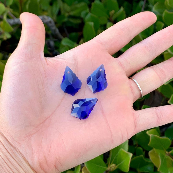 20pcs Creative Club Faceted Crystal Glass Baroque Chandelier Pendant Drops, September Sapphire Blue Birthstone, 22x13mm Large, Hole ID 1mm, CCF-13