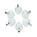 4pcs Synthetic Lab Created White Opal Gemstone Pendants, 20mm Heart Shaped Stone Drops, G2P-H6