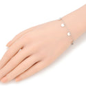 1pc 925 Sterling Silver Cable Chain Bracelet with 6mm Coin Charm Drops, Tarnish Resistant White Gold Plated, Length Selections: 7 inch/7.5 inch/8 inch