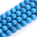Natural Turquoise Blue Howlite Gemstone Round Beads, 1 Strand/15 Inch, Size Selections: 4mm/6mm/8mm/10mm