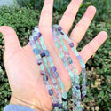 Natural Multi-color Fluorite Gemstone Oval Tumbled Pebble Beads, Irregular, 6mm to 8mm, Hole ID 1mm, 15 Inch/1 Strand, GZ11-76