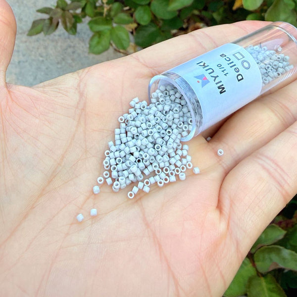 30g Miyuki Delica 11/0 Seed Beads, Opaque Matte Glazed Light Smoke DB1518