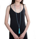 Adabele Premium 108 Mala Bead Tassel Necklace, 8mm Natural Light Blue Topaz Gemstone, Buddhist Japa Prayer Beaded Jewelry RGN16