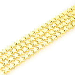 Grade A Natural Hematite Gemstone Star Beads, Gold Plated, 15 Inch/1 Strand, 8mm, Hole ID 1mm, GFC-G3