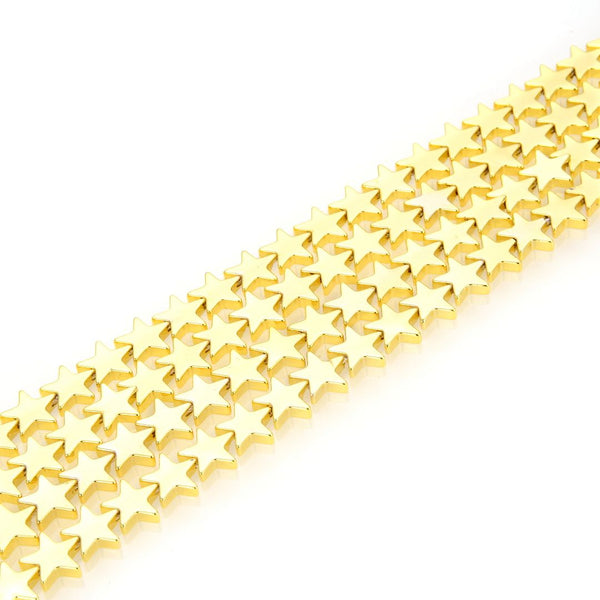 Grade A Natural Hematite Gemstone Star Beads, Gold Plated, 15 Inch/1 Strand, 8mm, Hole ID 1mm, GFC-G3