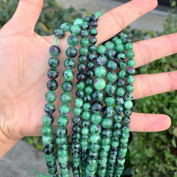 Natural Ruby Zoisite Gemstone Round Beads, 15 Inch/1 Strand, Size Selections: 4mm/6mm/8mm/10mm
