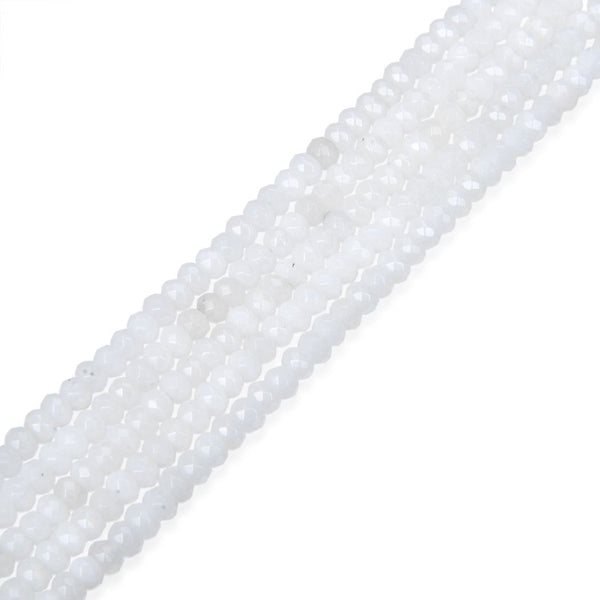 Natural White Alabaster Quartz Gemstone Faceted Rondelle Beads, 4x2mm/Small, Hole ID 0.9mm, 14 Inch/1 Strand, GH1R-6