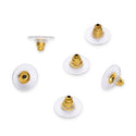 100pcs Earring Backs, Clear Plastic Pad Earnut Replacement, 18K Yellow Gold Plated Brass, 10mm, CF230-2