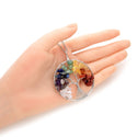 1pc Tree of Life Prosperity Necklace, Natural Seven Chakra Stone Gemstone Pendant, 26 inch Surgical Stainless Steel Chain, GGP9-2