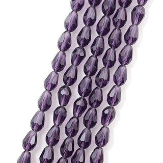 120pcs Creative Club Faceted Teardrop Crystal Glass Beads, Center Drilled, Amethyst Purple, 12x8mm, Hole ID 1mm, CCT-1227