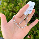 1pc 925 Sterling Silver Beaded Chain Bracelet, 4mm Beads, Tarnish Resistant White Gold Plated, Length Selections: 7 inch/7.5 inch/8 inch