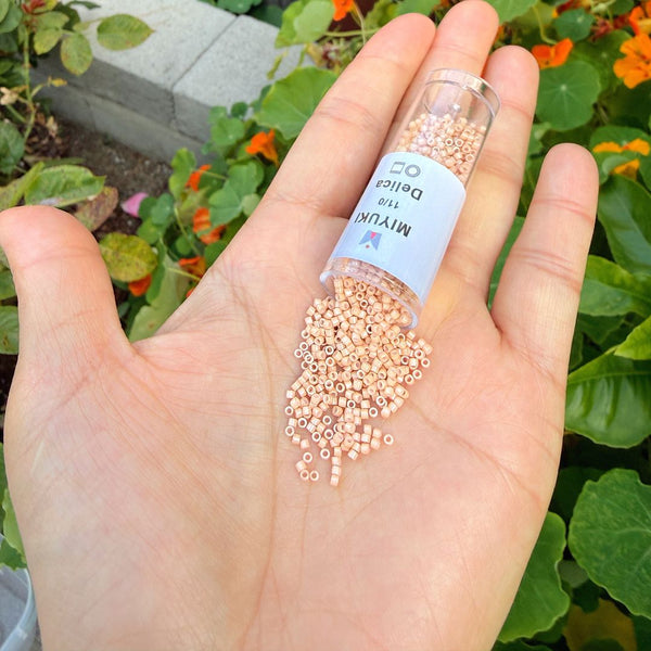 30g Miyuki Delica 11/0 Seed Beads, Opaque Gold Tan Luster DB208