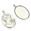 20pcs Large Sturdy Oval Bezels, Pendant Base, Antique Silver, Designed for 40x30mm Cabochon Resin Cameo Photo, MC-G2