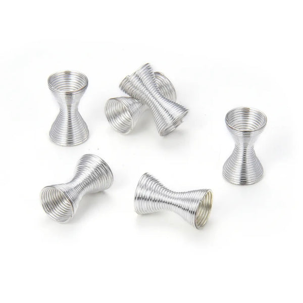 100pcs Large Hole Double Side Wire Coil Spring Beads, Sterling Silver Plated Brass, 11x7mm, Hole ID 5mm, CF113-1