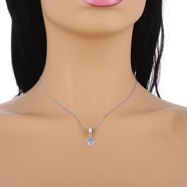 1pc Real 925 Sterling Silver Courage Love Heart Bead Charm Pendant, Compatible with Pandora All Other Charm Bracelets, EC4-D6
