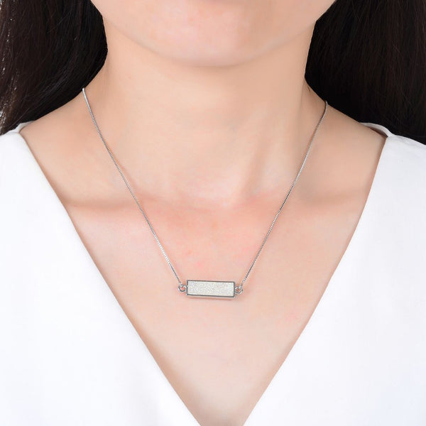 1pc Natural Druzy Crystal Pendant Necklace, Clear AB Bar Gemstone Pendant, 18 inch Stainless Steel Surgical Chain, GGP23-5