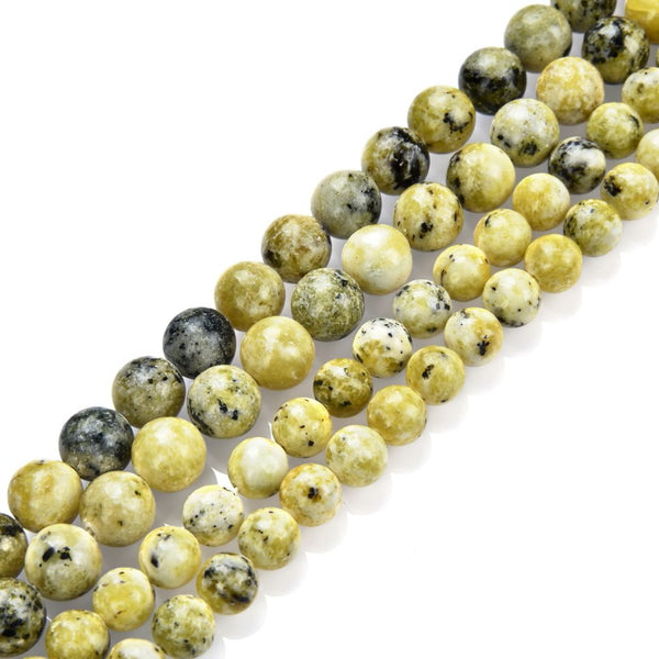 Natural Yellow Turquoise Gemstone Round Beads, 1 Strand/15 Inch, Size Selections: 4mm/6mm/8mm/10mm