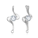 4pcs 925 Sterling Silver Fancy Earring Jewelry Connectors, Cubic Zirconia CZ, Tarnish Resistant Rhodium Plated,19x9mm, SS37