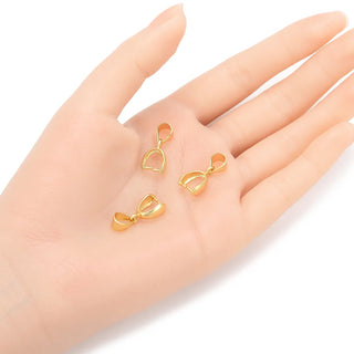 5pcs 925 Sterling Silver Pinch Bails, Pendant Clasp, Real 18K Yellow Gold Plated, Size Selections: 10.5/13/16/18/20mm