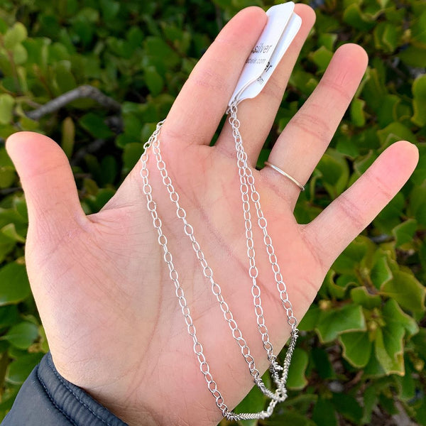 1pc 925 Sterling Silver Rolo Link Cable Chain Necklace, Tarnish Resistant Rhodium Plated, 3mm, Strong, Length Selections: 18/20/22/26 inch