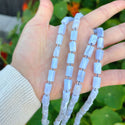 Natural Blue Lace Agate Gemstone Faceted Tube Beads, 12x7mm, Hole ID 1mm, 15 Inch/1 Strand, GZ8-17