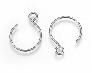100pcs 316 Stainless Steel Round Hoop Earring Hooks (12mm/15mm/20mm)