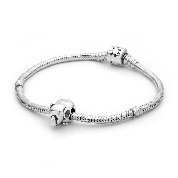 1pc Cute Solid 925 Sterling Silver Elephant Charm Good Luck Bead, Compatible with Pandora All Other Charm Bracelets, EC2-G1