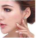 1 Pair 925 Sterling Silver April Birthstone Round Cut Stud Earrings, 8mm/2 Carat Cubic Zirconia CZ Diamond Stone, SSE49-4