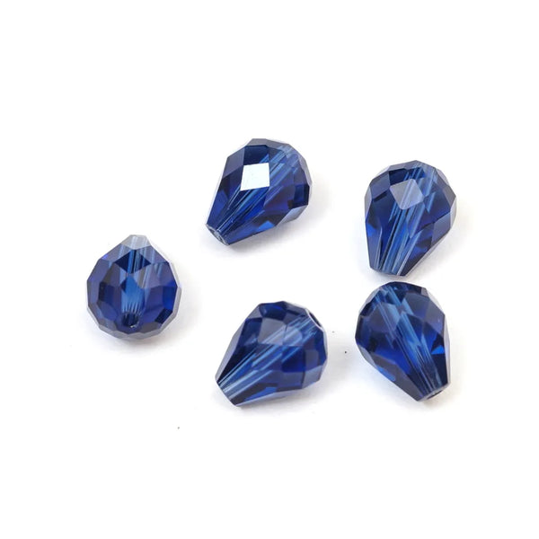 24pcs Adabele Austrian Faceted Teardrop Crystal Beads #5500, Dark Indigo, 8mm x 6mm, Hole ID 1mm, SST-820