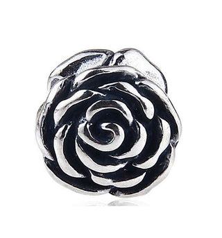Solid 925 Sterling Silver Love Rose Flower Bead Charm