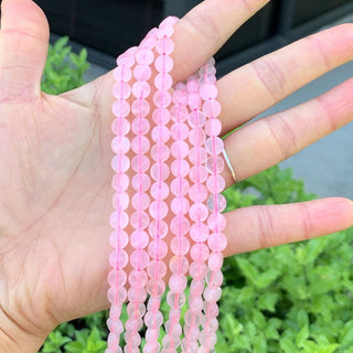 Natural Rose Quartz Pink Crystal Gemstone Faceted Flat Round Coin Beads, 6mm, Hole ID 1mm, 15 Inch/1 Strand, GZ13-9