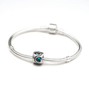 1pc Real 925 Sterling Silver Heart Bead, March Birthstone Charm Cubic Zirconia CZ Blue Aquamarine Gemstone, Compatible with Pandora all Other Charm Bracelets, EC620
