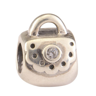 Solid 925 Sterling Silver I Love Fashion Cute Purse Bead Hangbag Charm