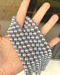 AAA Grade Natural Shell Pearl Round Beads, Freshwater Mother Of Pearl Nacre, Silver, 1 Strand/15 Inch, Size Selections: 4mm/6mm/8mm