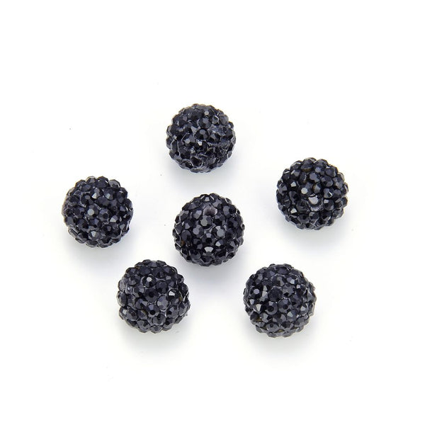 25pcs Adabele Grade AA+ Suncatcher Crystal Rhinestone Pave Polymer Clay Beads, Jet Black, Size Selections: 8mm/10mm/12mm