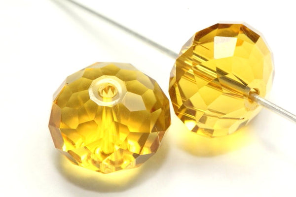24pcs Adabele Austrian Faceted Rondelle Crystal Beads #5040, Amber Topaz (Yellow), Size Selections: 6x4mm, 8x6mm, 10x8mm