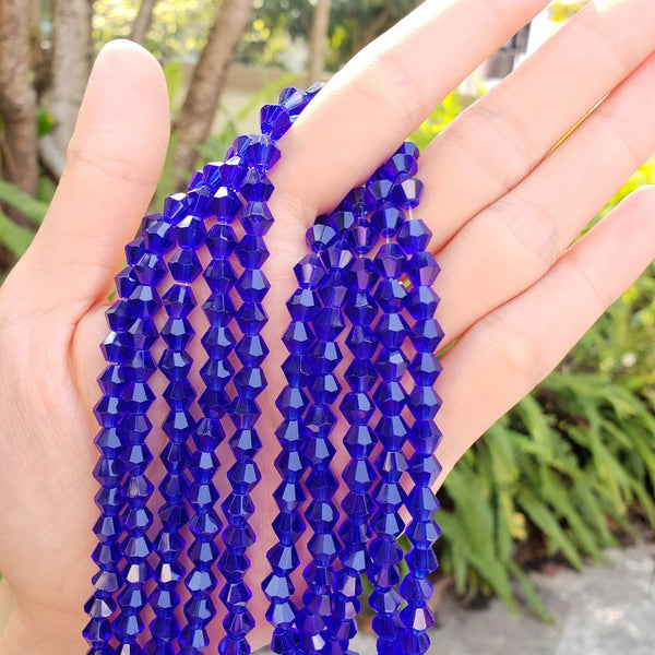 250pcs Creative Club Faceted Bicone Crystal Glass Beads, Cobalt Blue, 6mm (0.24 Inch), Hole ID 1mm, CCB625