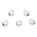 20pcs Live Love Large Hole Beads, Hole ID 4.5mm, Antique Silver, Zinc Alloy Metal, MEC-C13