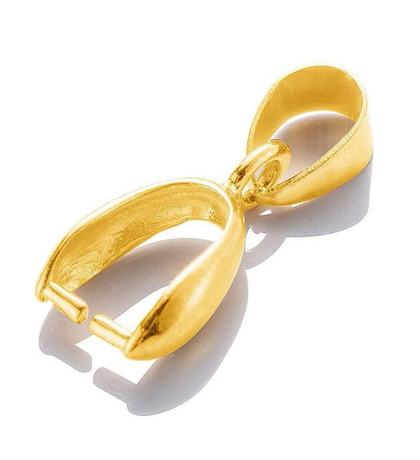 5pcs 925 Sterling Silver Pinch Bails, Pendant Clasp, Real 18K Yellow Gold Plated, Size Selections: 10.5/13/16/18/20mm