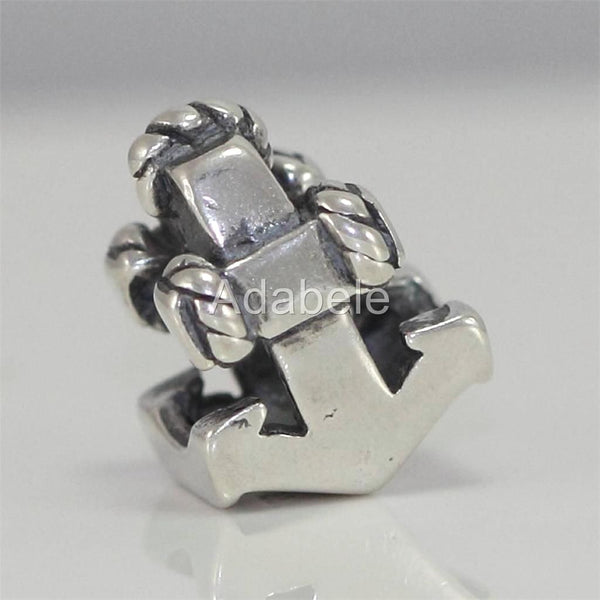 1pc Solid 925 Sterling Silver Sea Anchor Faith Strength Stability Bead Charm, Compatible with Pandora All Other Charm Bracelet, EC388