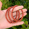 1 Strand Stretch Natural Grade A Red Jasper Beaded Gemstone Bracelet, 6mm Beads, Length Selections: 7 inch/7.5 inch/8 inch