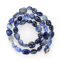 Natural Blue Sodalite Gemstone Oval Tumbled Pebble Beads, Irregular, 8mm to 11mm, Hole ID 1mm, 15 Inch/1 Strand, GZ12-22
