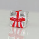 1pc Solid 925 Sterling Silver Gift Box Red Bow Bead Charm, Compatible with Pandora All Other Charm Bracelet, EC64