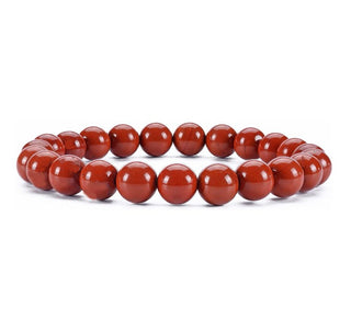 1 Strand Stretch Natural Grade A Red Jasper Beaded Gemstone Bracelet, 8mm Bead, Length Selections: 7 inch/7.5 inch/8 inch/8.5 inch
