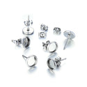 50pcs 304 Grade Stainless Steel Round Bezel Ear Tray Earring Findings – For Stud Earrings (6mm/8mm/10mm/12mm)