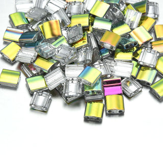 10g Miyuki Full Tila Square Seed Beads 5x5mm, Vitrail Crystal Clear (TL-4552)