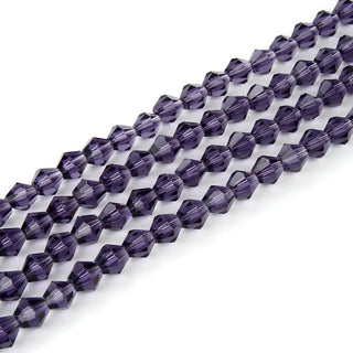 500pcs Creative Club Faceted Bicone Crystal Glass Beads, Amethyst Purple, 4mm (0.16 Inch) Small Tiny, Hole ID 0.9mm, CCB427